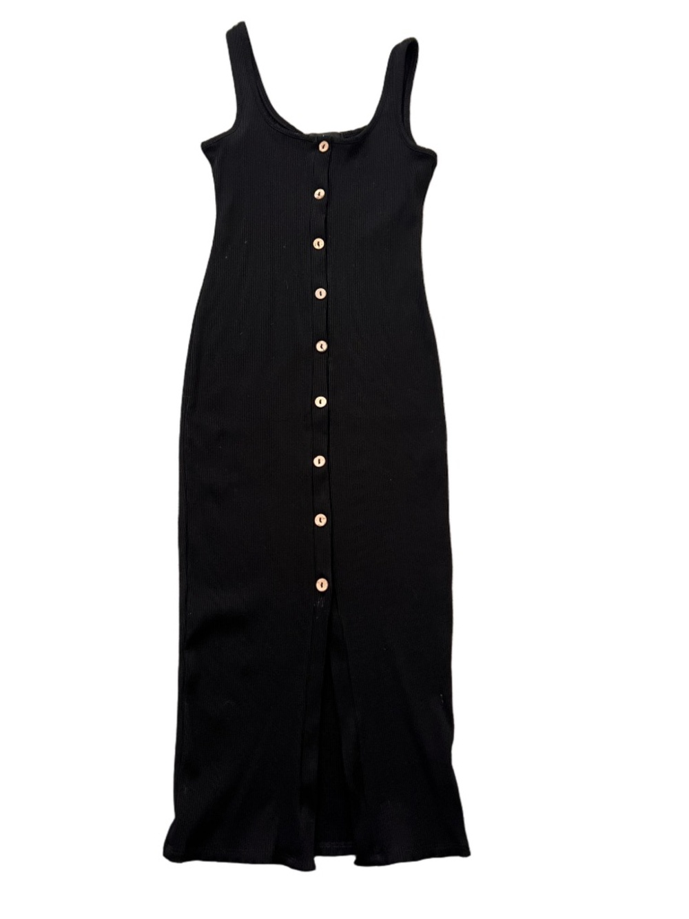Lulus Look Of Leisure Black Ribbed Button-front Midi Dress - Size S - Picture 2 of 8